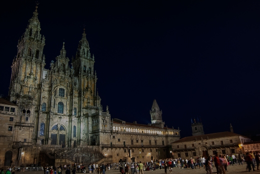 Fotografía nocturna de la Catedral de Santiago